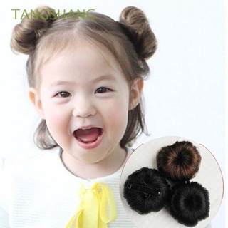TANGSHANG Desordenado Peluca Curly Alargamiento del pelo Bollo para niños Chica Con clip Peluca Pelo artificial Clip de pelo de bola