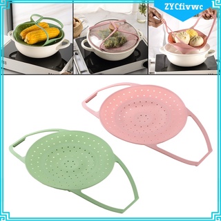 cesta de vapor de silicona vegetal retráctil con asas resistentes al calor para vaporizador bollos fruta verduras pescado frutas (1)