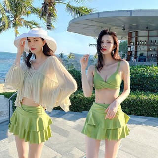 Las mujeres traje de baño ^^ 2021 nuevo traje de baño femenino super hada de tres piezas sexy coreano primavera caliente pequeña fragancia bikini cubierta vientre conservador trajes de baño
