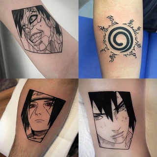 20pcs Naruto Tatuaje Pegatinas Estilo Anime Tatuajes Temporales Impermeable Larga Duración Falsos (1)