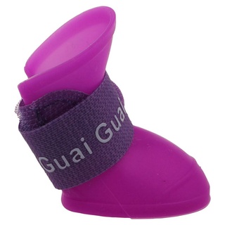 Púrpura S , Zapatos Para Mascotas Botines De Goma Perro Botas De Lluvia Impermeable (5)