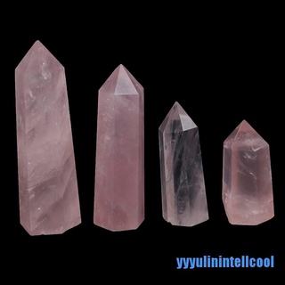 [yyyulinintellcool] piedra curativa de cuarzo rosa Natural de Color puro varita obelisco