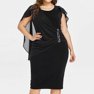 Fashion Women Casual Chiffon Plus Size Solid O-Neck Sleeveless Loose Dress