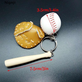 [Nignji] Mini guante de béisbol de tres piezas de madera Bat llavero deportivo coche llavero Gif bueno (9)