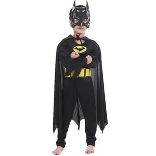 Disfraz de Batman muscular para niños con máscara capa disfraz de superhéroe