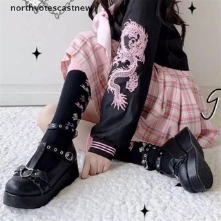 Northvotescastnew Lolita Shoes Little Bat Style Bowknot Demon Dark Goth Punk Platform Cosplay Shoes High Heel NVCN