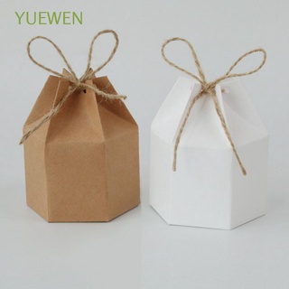 YUEWEN 10/30/50pcs caja de caramelos con cuerda Favor de boda cajas de regalo hexagonal linterna de cartón papel Kraft paquete de san valentín suministros de fiesta (1)