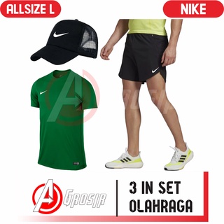 3 en 1 NlKE Running/futsal traje deportivo (Hat + Fuji Green Jersey + celda. Paracaídas)