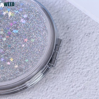 mini espejo de maquillaje de arena portátil plegable compacto espejo de bolsillo (5)