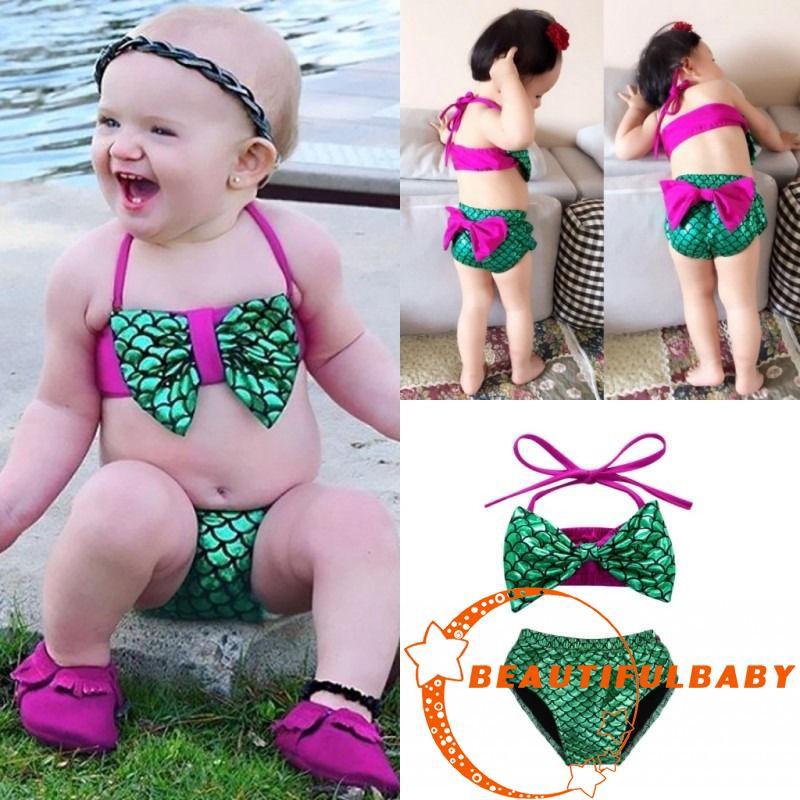 B : Traje De Baño De Sirena Para Niñas/Bebés/Verano Bikini