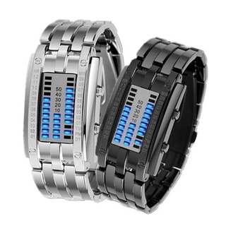 [shanhe] reloj electrónico binario de doble fila con luz Led de hierro para caballero