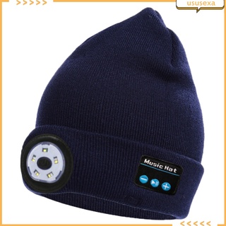 Gorro con luz LED bluetooth, recargable de mano libre sombrero de faro con micrófono estéreo altavoz Headwear para niños niñas