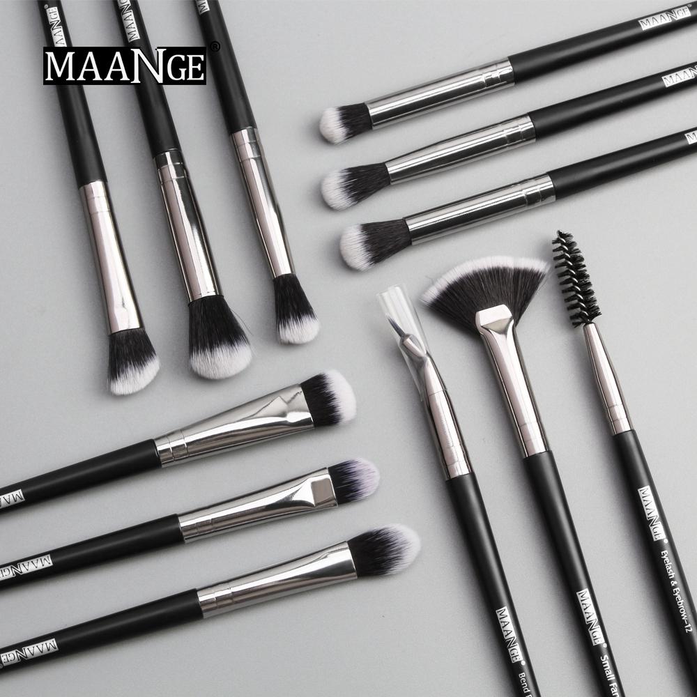 MAANEG 12 pzs Sets de brochas profesionales para maquillaje/brochas de maquillaje de maquillaje de metal sintetico/herramientas cosméticas Daily básico