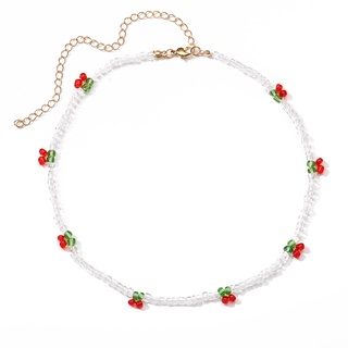 Collar transparente con cuentas de cereza/gargantilla Simple/accesorios de joyería (7)