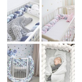 300/400cm Baby Bed Bumper Soft Knot Pillow Newborn Crib Bumper Bed Baby Cot Protector Plush Baby Bedding Cushion (5)