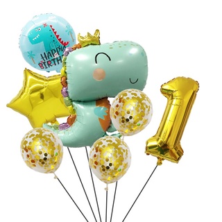 7 unids/set dinosaurio tema fiesta globos de papel de aluminio decoraciones de fiesta de cumpleaños