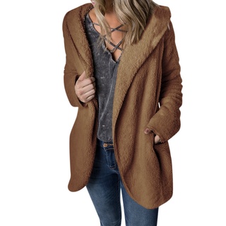 Lingjieli288 abrigo De invierno con capucha De piel sintética para mujerBr