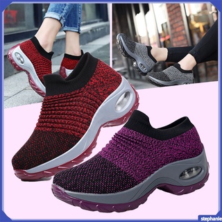 FAST| Women's Walking Shoes Sock Sneakers Slip on Mesh Platform Air Cushion Athletic Nurse Shoes Arch Support Comfortable