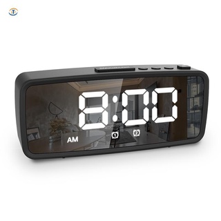 reloj despertador digital para dormitorio, mesita de noche pantalla grande con alarma dual, pantalla led regulable negro