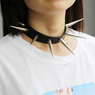 [Aredgo] Metal Spike Rivets Rock Gothic Chokers PU Leather Stud Collar Choker Necklace Hot Sale (1)