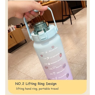 Botella De Agua De 2 Litros De Gran Capacidad Degradado Portátil Mango Al Aire Libre Con Paja (5)