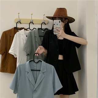 Summer small thin short-sleeved small suit high-end sense of fried street jacket goddess fan black suit jacket niche