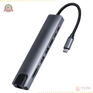 [0906] 8 en 1 4K multipuerto tipo C a USB-C HDMI compatible con Ad Ter USB Cable Hub