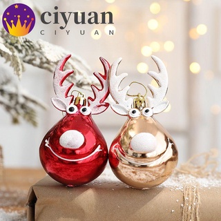 ciyuan 2pcs moda árbol de navidad adornos colgante decoración elks colgante durable plástico escena decoraciones festival regalo diámetro bolas