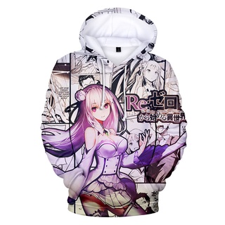 （Available） 3 To 14 Years Kids Hoodies Anime Re Zero 3D Printed Hoodie Sweatshirt Boys Rem And Ram Jacket Coat Children Clothes (5)