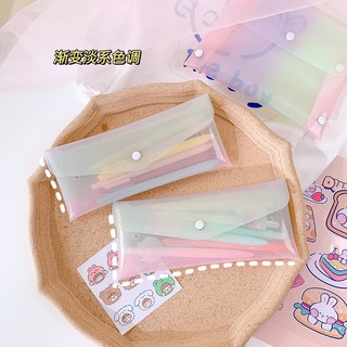 Gradient jelly pencil case Japanese ins transparent high-value pencil case student pencil bag large capacity stationery storage bag