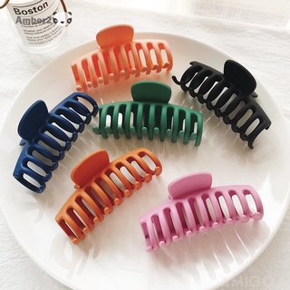 Women Korean Solid Elegant Big Hair Claws Clips Fashion Frosted Acrylic Shower Crab Clamps Shark Clip-Amb