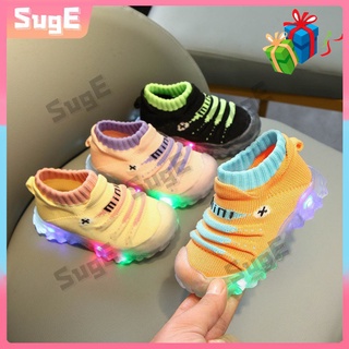 [Suge]zapatos para niños zapato escolar niño y niña moda LED zapatos zapatilla kasut budak malla