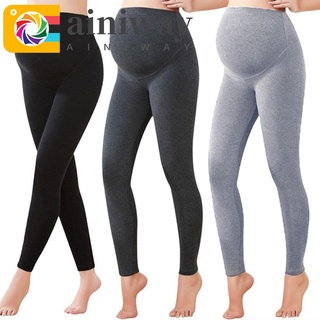 ainiway mujeres moda slim leggings acogedor embarazo yoga pantalones mujeres embarazadas color sólido fitness cintura alta flaco maternidad tela/multicolor