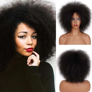 Short Fluffy Hair Afro Curly Black Hair Natural Heat Resistant Synthetic Cosplay Wigs