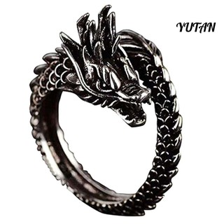 Anillo De Dedo unisex con apertura ajustable tallada dragón chino Retro