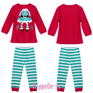 Hap 2Pcs niños bebé niñas navidad Tops + pantalones ropa de dormir pijamas pijamas ropa de dormir Halloween ropa de navidad