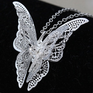 [yei] collar con colgante de mariposa 3d chapado en plata a la moda joyería para mujer mxy