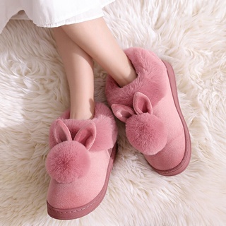 2021 nuevo otoño invierno algodón zapatillas conejo oreja casa zapatillas interior invierno caliente zapatos para mujer lindo plus zapatillas de felpa
