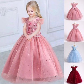 Mqatz 2022 verano apliques niños rosa dama de honor vestidos para niñas estrella princesa vestido ropa boda fiesta niña vestido de primera etapa Show vestido 4-14 años (1)