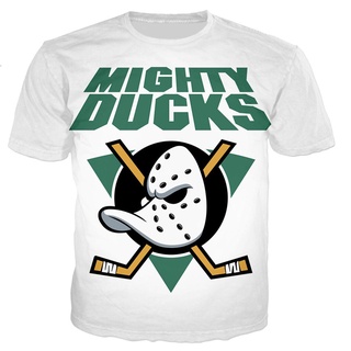 Men's New Style Summer Mighty Duck Funny 3d Printing T-shirt Ice Hockey Movie Top Stick Ice Hockey Pad Helmet Short-sleeved T-shirt