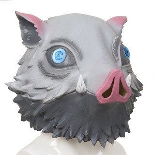 [listo stock]demon slayer kimetsu no yaiba hashibira inosuke cosplay máscara disfraz wild jabalí máscara de látex prop popular e interés (8)