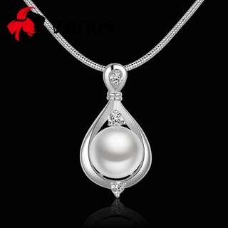 nueva joyería de moda 925 plata de ley blanca circón perla colgante collar para mujeres regalo