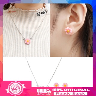 [&_&] Lovely Sunflower Pendant Necklace Stud Earrings Women Charm Jewelry Set Gift