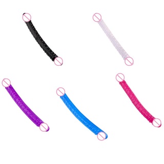 Buen realista largo consolador juguetes sexuales con doble cabeza G-spot Plug adulto para mujeres lesbianas