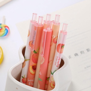 【Ready Stock】 Cute Peach Gel Pen Student Press 0.5mm School Supplies Gift Kawaii Office Writing W6Z6 (2)