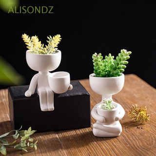 ALISONDZ Mini maceta arreglo creativo decoración del hogar regalo de cumpleaños lindo jarrón de cerámica retrato manualidades