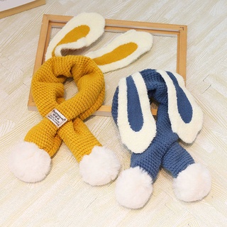 estilo coreano bebé lindo bufanda otoño e invierno caliente bufanda bebé de dibujos animados conejo oreja de punto de los niños de la cruz bufanda de moda