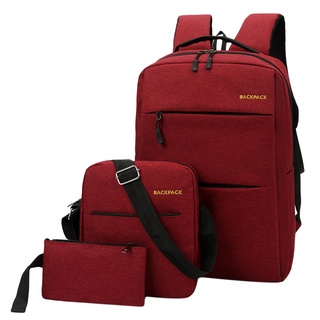 3 unids/set hombres mochila bolsa de carga USB portátil mochila mujeres hombres bolsas de ordenador escolar bolsa de hombro conjuntos