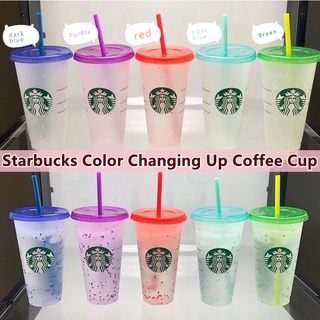 710ml Reutilizable Starbucks Copo De Nieve Cambio De Color Taza Fría De Plástico Vaso De Café Con Paja