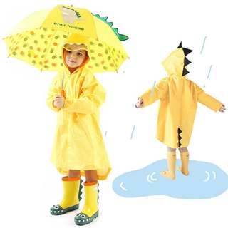 Niños niño niña impermeable chamarra de lluvia dinosaurio ligero impermeable abrigo Slicker